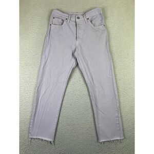 Levis 501 Jeans Womens 28x25 Lavender Purple Straight Leg Button Fly Raw Hem